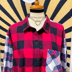 🌈 Beautiful patchwork plaid shirt